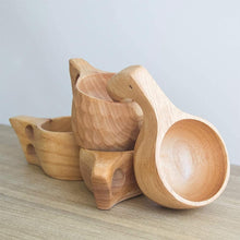 Load image into Gallery viewer, 2Pcs Kuksa Wooden Cup,Nordic Style Handmade Kuksa Portable Outdoor Wood Camp Mug
