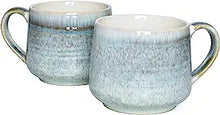 Load image into Gallery viewer, Mug Set of 2, 18 Oz, Big Stoneware Tea Cup  (willow green 2)
