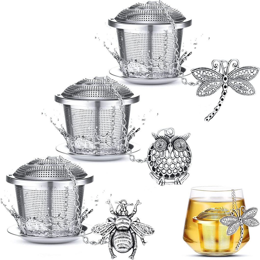 Tea Infusers for Loose Tea 3 Honey Bee, Owl, Dragon fly